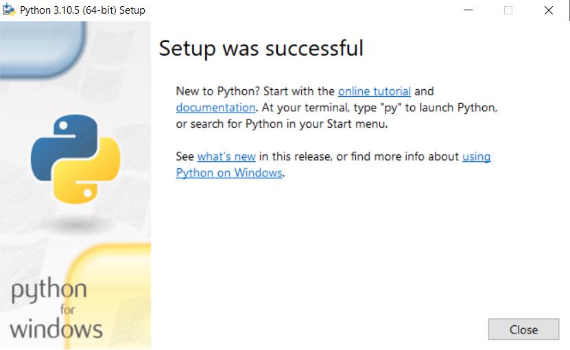 Python installation wizard step 5.