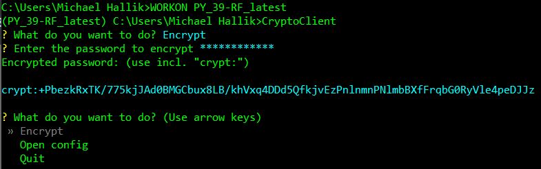 Encrypted data in console.